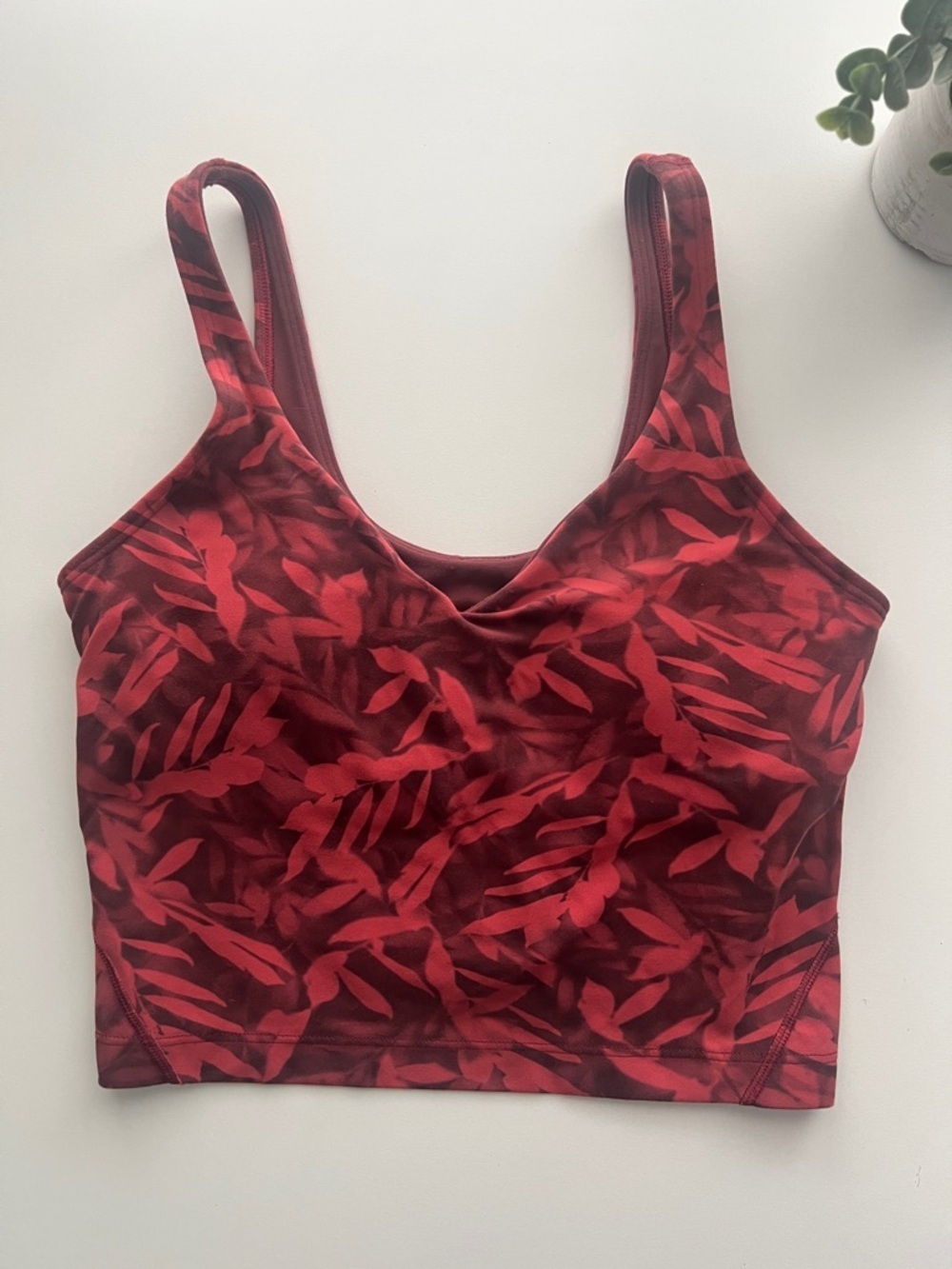 Lululemon Align Cropped Tank Top Spray Leaf Fireside Red Size 4